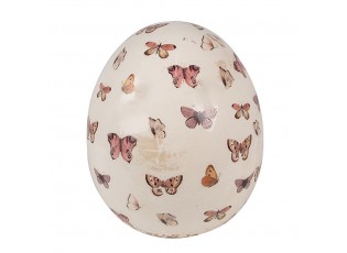 Béžová antik dekorace vejce s motýlky Butterfly Paradise L - Ø 14*16 cm