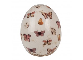 Béžová antik dekorace vejce s motýlky Butterfly Paradise M - Ø 10*12 cm
