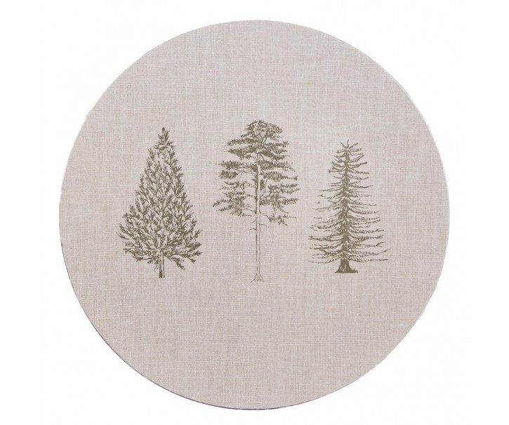 Béžový servírovací talíř se stromky Natural Pine Trees - Ø 33*1 cm