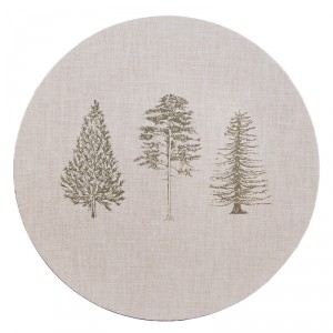 Béžový servírovací talíř se stromky Natural Pine Trees - Ø 33*1 cm