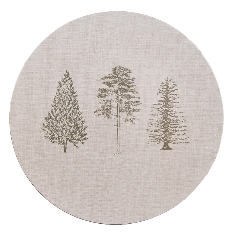 Levně Béžový servírovací talíř se stromky Natural Pine Trees - Ø 33*1 cm NPT85