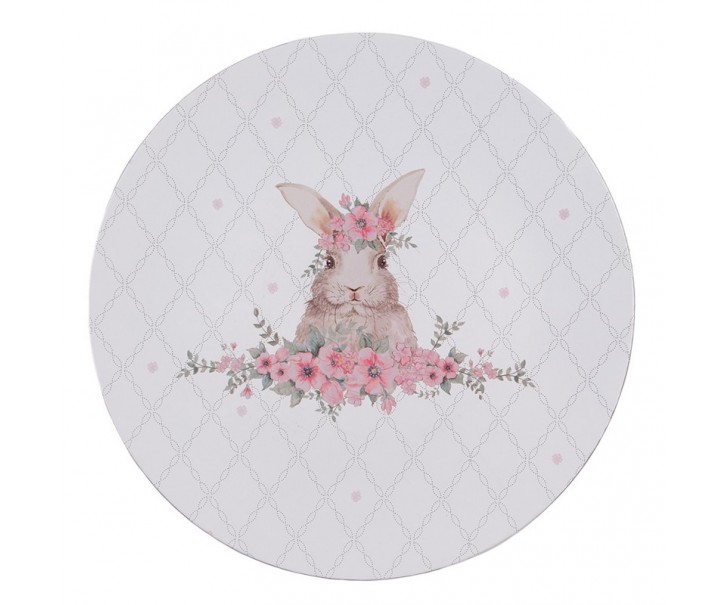 Bílý servírovací talíř s králíčkem Floral Easter Bunny - Ø 33*1 cm