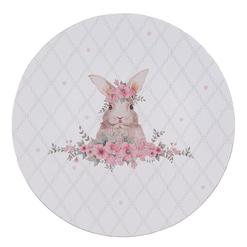 Bílý servírovací talíř s králíčkem Floral Easter Bunny - Ø 33*1 cm Clayre & Eef