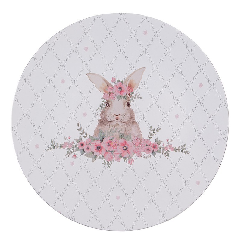 Bílý servírovací talíř s králíčkem Floral Easter Bunny - Ø 33*1 cm