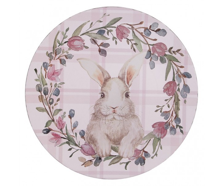 Růžový servírovací talíř s králíčkem Bunny - Ø 33*1 cm