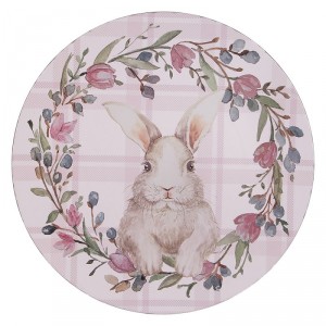 Růžový servírovací talíř s králíčkem Bunny - Ø 33*1 cm