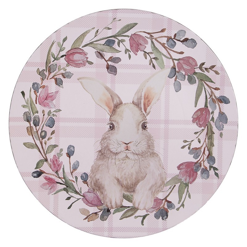 Růžový servírovací talíř s králíčkem Bunny - Ø 33*1 cm Clayre & Eef