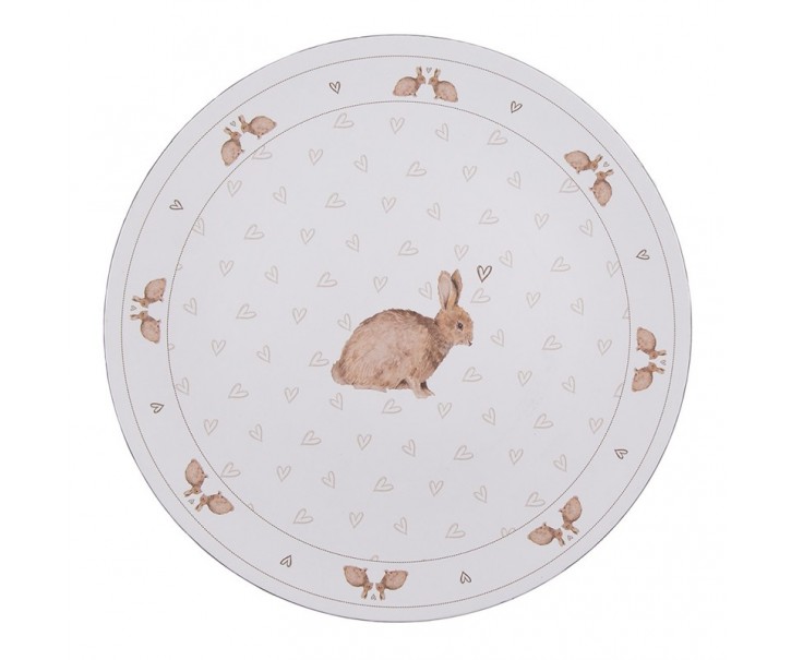 Bílý servírovací talíř s motivem králíčků a srdíček Bunnies in Love - Ø 33*1 cm