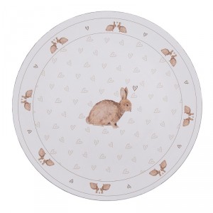 Bílý servírovací talíř s motivem králíčků a srdíček Bunnies in Love - Ø 33*1 cm