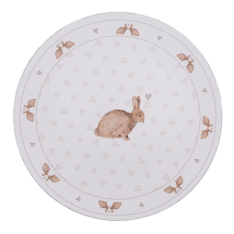 Bílý servírovací talíř s motivem králíčků a srdíček Bunnies in Love - Ø 33*1 cm BSLC85