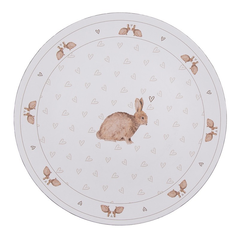 Bílý servírovací talíř s motivem králíčků a srdíček Bunnies in Love - Ø 33*1 cm