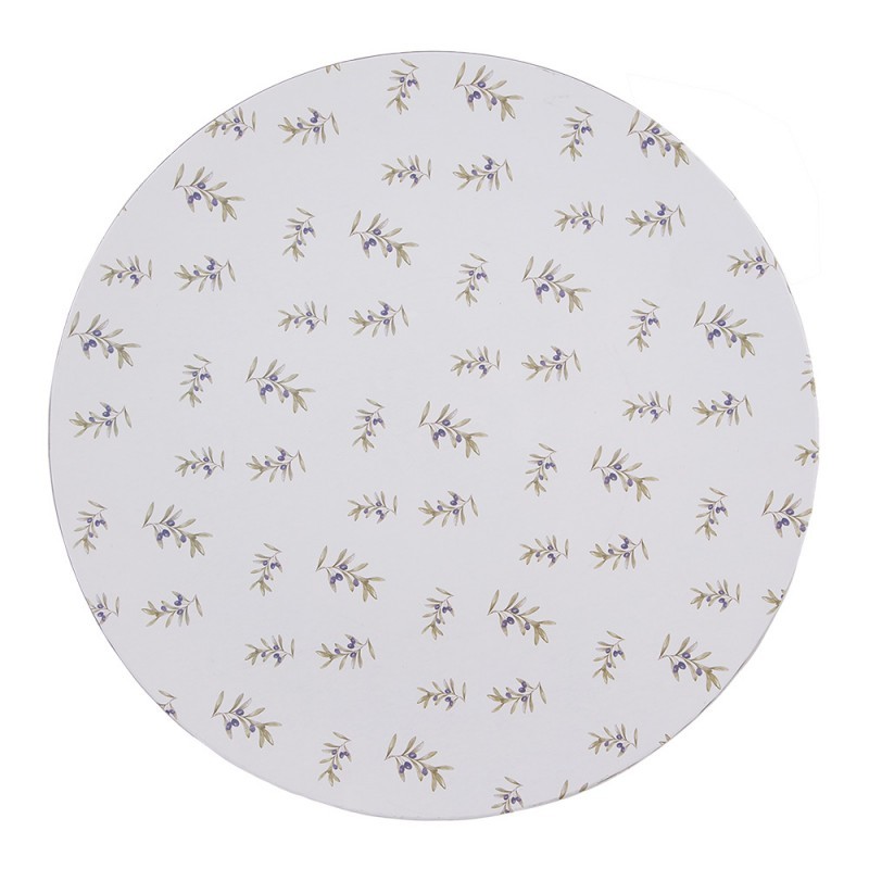 Bílý servírovací talíř s olivami Olive Fields - Ø 33*1 cm