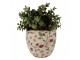 Béžový keramický obal na květináč s jahůdkami Wild Strawberries S - Ø 13*11 cm