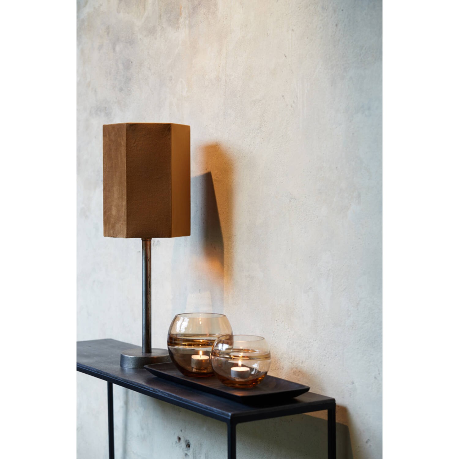 Hnědé sametové stínidlo Hexagon brown - 24*24*30 cm/ E27