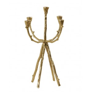 Zlatý antik kovový svícen Ranica gold na 5 svíček - 31*31*48 cm