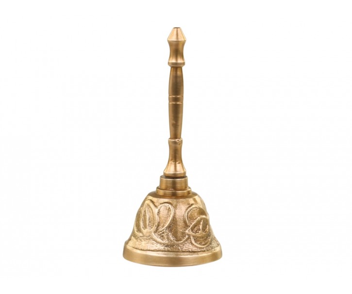 Mosazný antik zvonek se zdobným držadlem - 4*9 cm