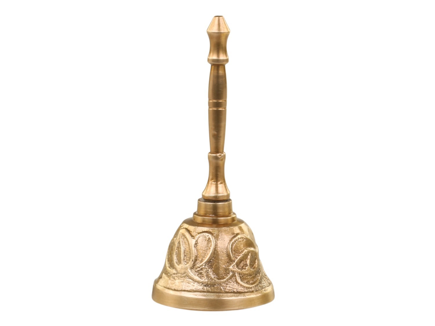 Mosazný antik zvonek se zdobným držadlem - 4*9 cm Chic Antique
