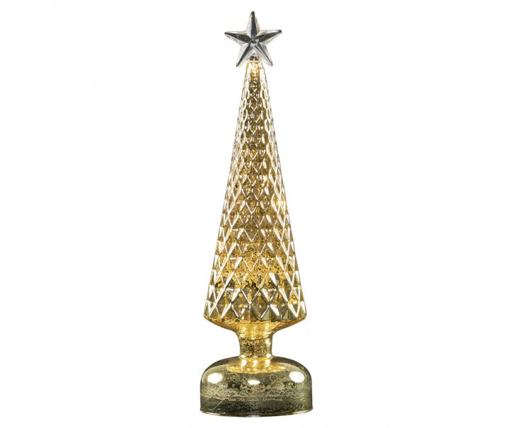 Zlatý svítící skleněný vánoční stromek Led L - Ø 8*30 cm