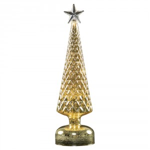 Zlatý svítící skleněný vánoční stromek Led L - Ø 8*30 cm