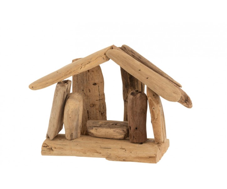 Přírodní dřevěný Betlém s postavičkami Nativity wood - 15*13*12 cm