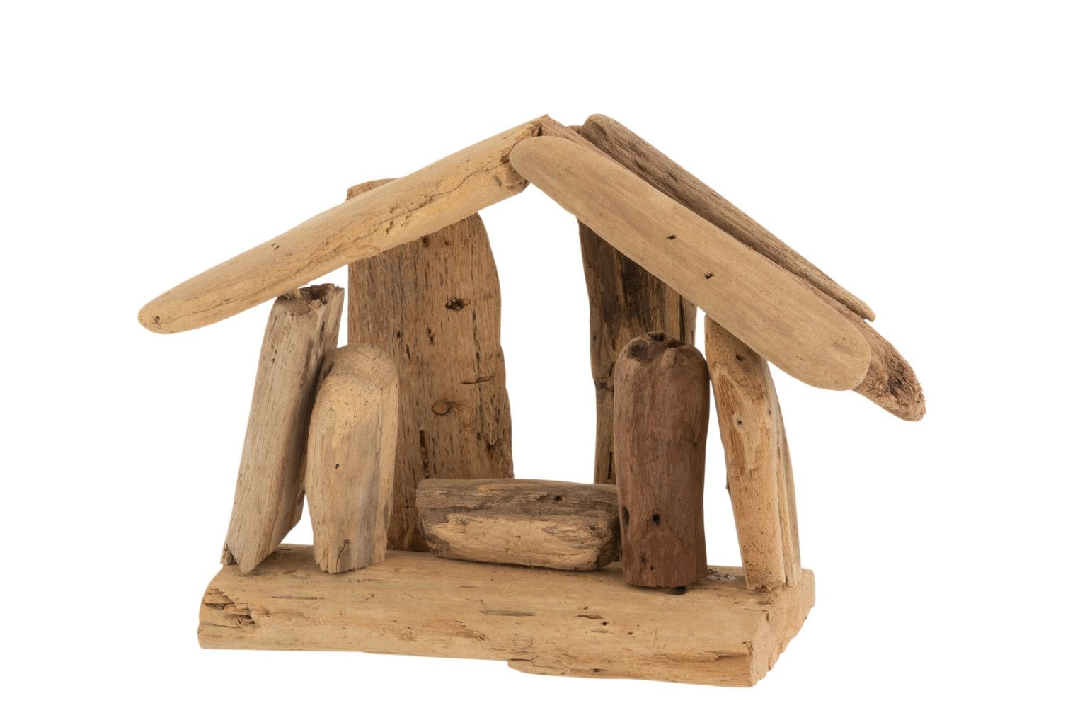 Přírodní dřevěný Betlém s postavičkami Nativity wood - 15*13*12 cm