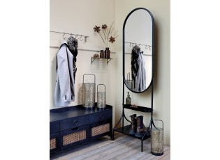 Černá antik dřevěná komoda se šuplíky a výpletem French wicker - 122*36*49 cm