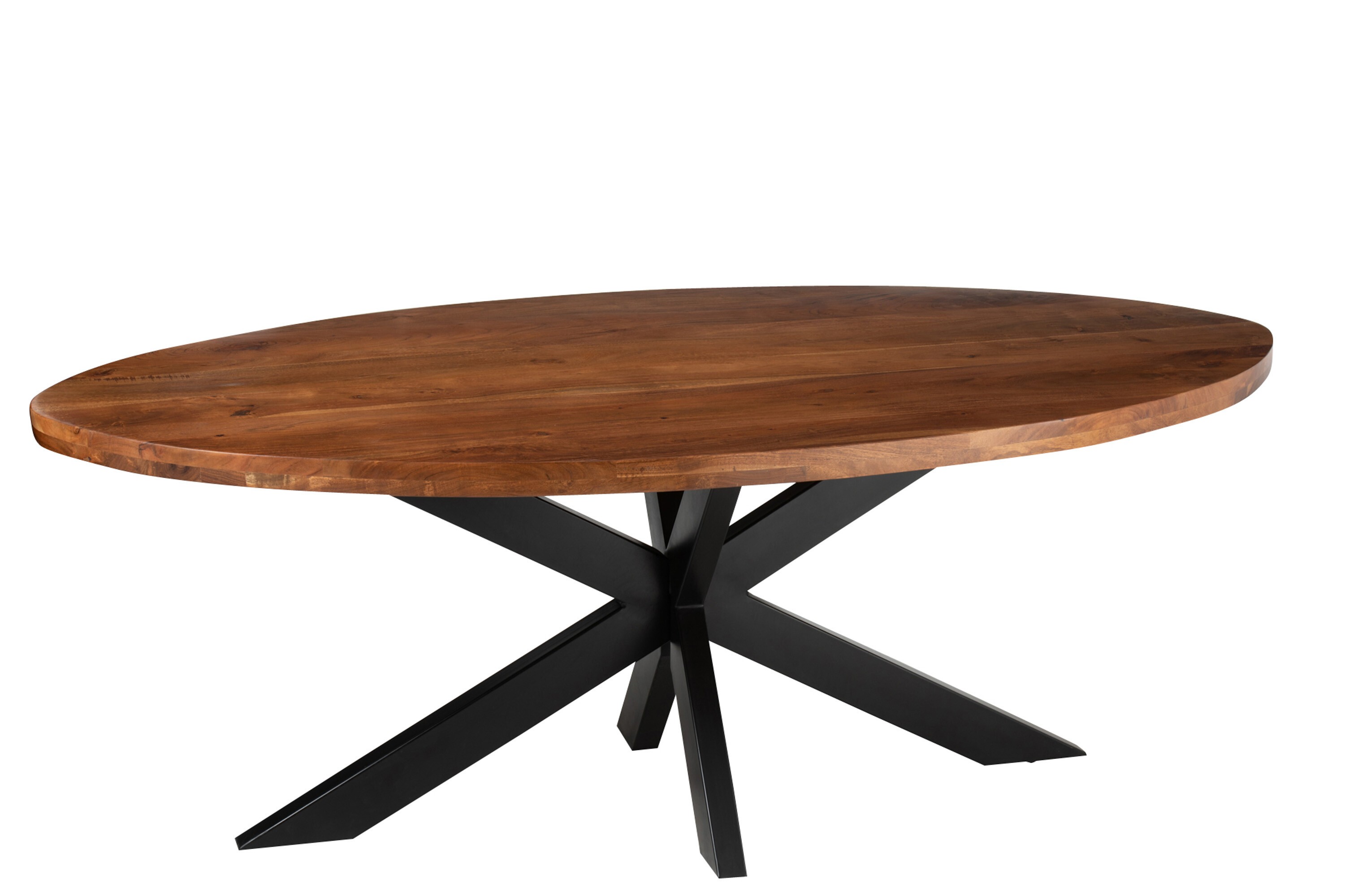 Levně Tmavě hnědý oválný jídelní stůl s deskou z akáciového dřeva Gerard Acacia - 210*110*76 cm 23909