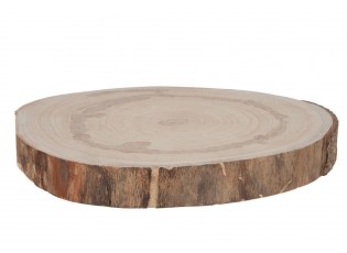 Přírodní hnědá dřevěná podložka/ plát stromu Paulownia L - Ø 35*4 cm