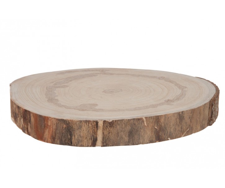 Přírodní hnědá dřevěná podložka/ plát stromu Paulownia L - Ø 35*4 cm