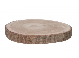 Přírodní hnědá dřevěná podložka/ plát stromu Paulownia S - Ø 25*3 cm