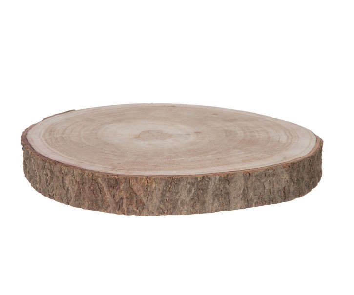 Přírodní hnědá dřevěná podložka/ plát stromu Paulownia S - Ø 25*3 cm