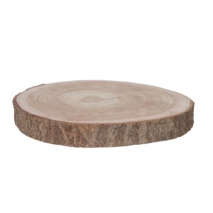 Přírodní hnědá dřevěná podložka/ plát stromu Paulownia S - Ø 25*3 cm