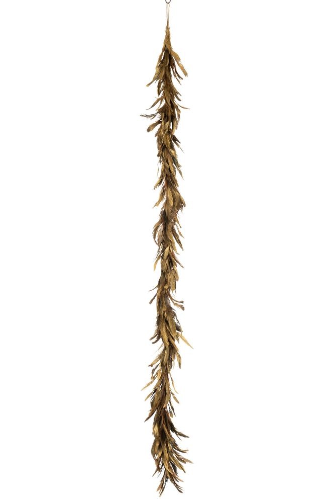 Dekorace girlanda ze zlatých peříček Goddy - 15*150 cm J-Line by Jolipa