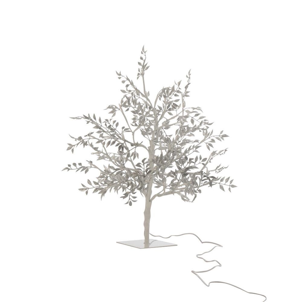 Dekorace stříbrný svítící stromeček Tree leaves silver S - Ø 25*56 cm 6636