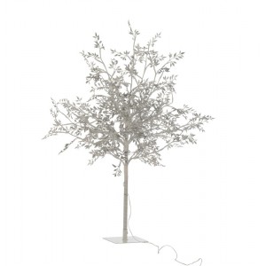 Dekorace stříbrný svítící stromeček Tree leaves silver M - Ø 60*100 cm