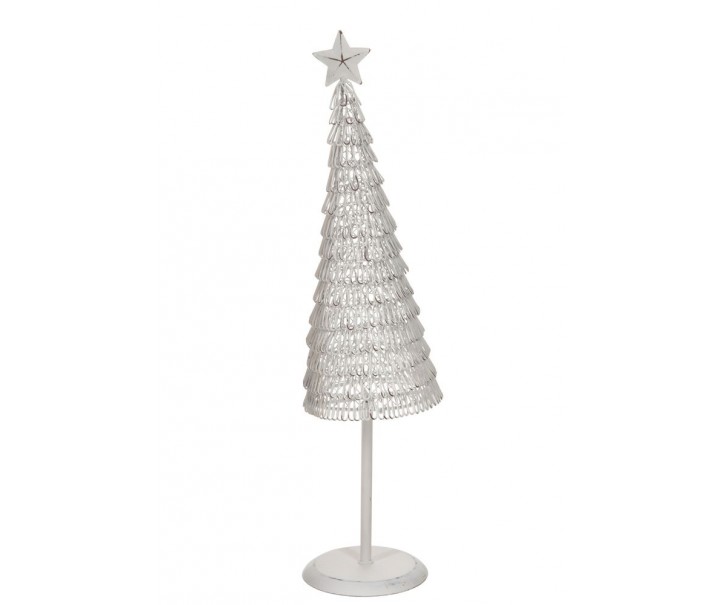 Dekorace bílý antik drátěný vánoční stromeček Tree - Ø 10*40 cm