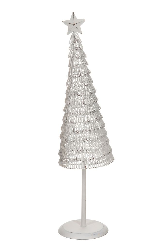 Dekorace bílý antik drátěný vánoční stromeček Tree - Ø 10*40 cm J-Line by Jolipa
