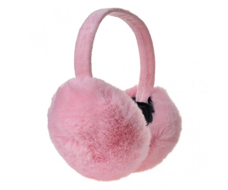 Růžové chlupaté dívčí klapky na uši 