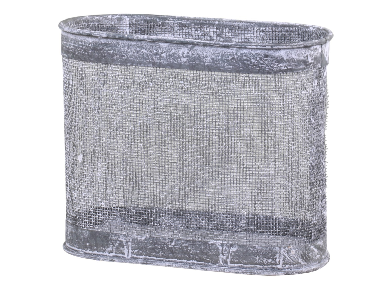 Zinkový antik drátěný košík Oval Basket - 19*9*16 cm