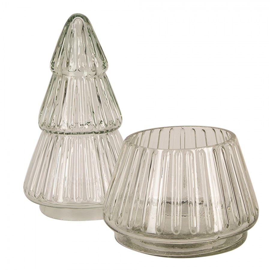 Transparentní skleněná dóza ve tvaru stromku - Ø 11*21 cm