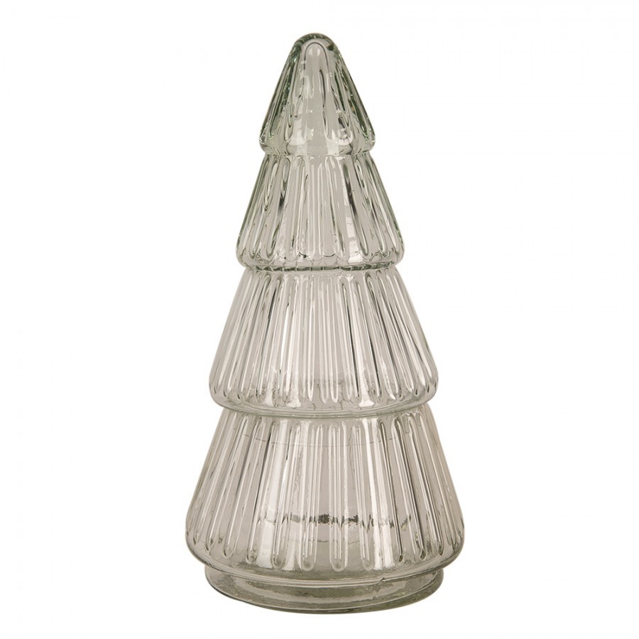 Transparentní skleněná dóza ve tvaru stromku - Ø 11*21 cm