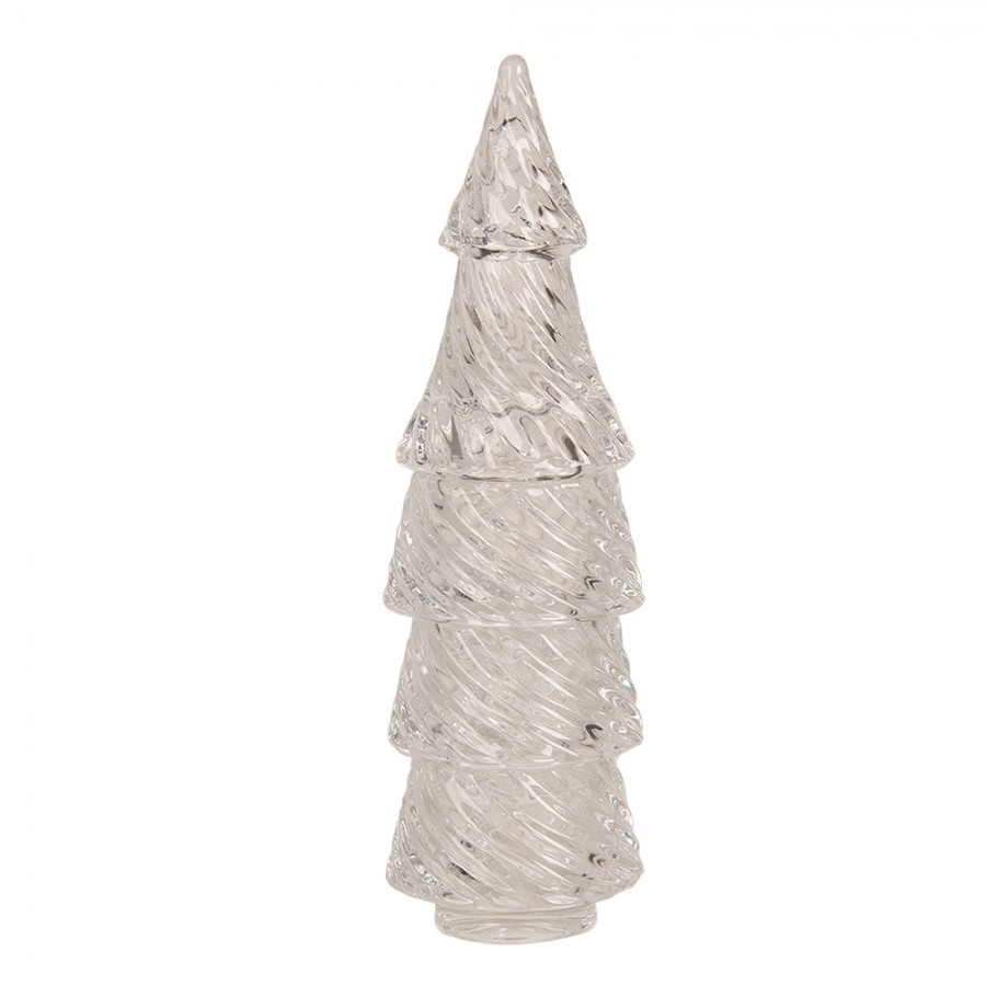 Transparentní skleněná dóza ve tvaru stromku - Ø 7*24 cm