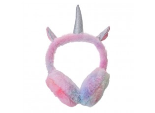 Duhové chlupaté dívčí klapky na uši jednorožec Unicorn