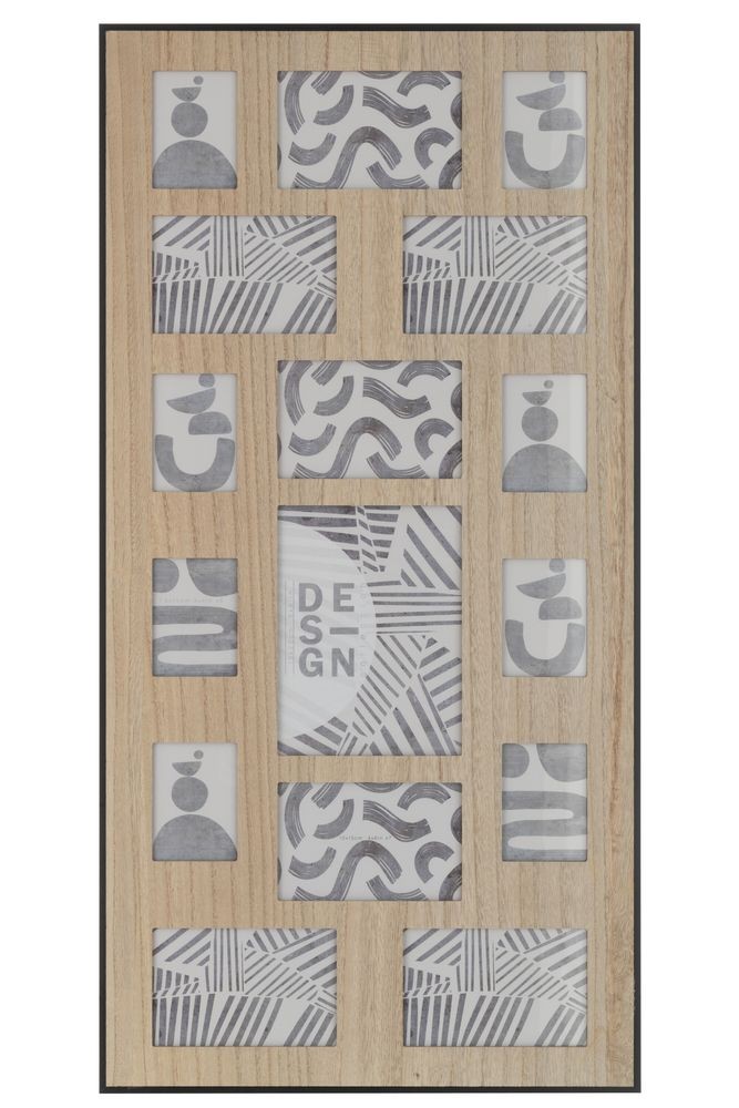 Levně Nástěnný fotorám v designu dřeva a černým okrajem Villo - 41*3*81 cm 23605
