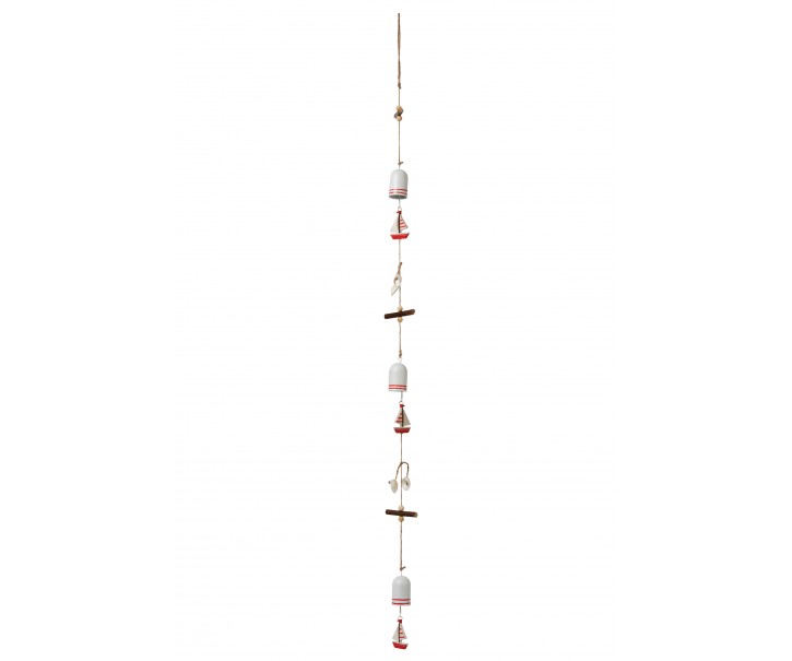 Závěsná dekorativní girlanda s plachetnicemi a zvonečky - 4*4*115 cm