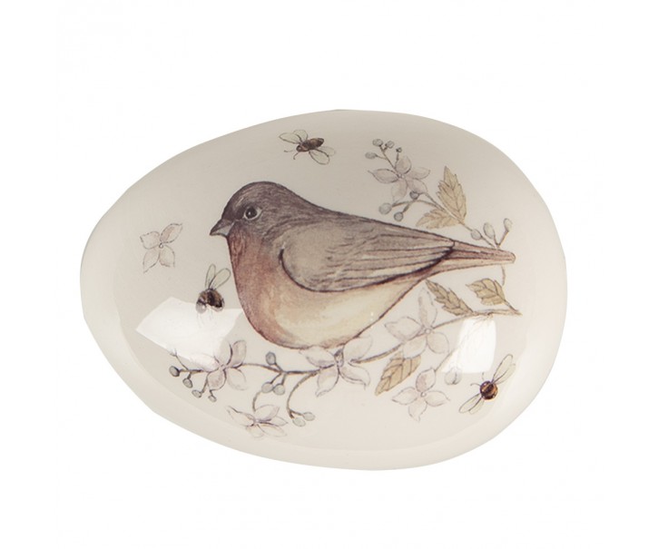 Dekorace keramická miska s ptáčkem ve tvaru vajíčka - 10*7*7 cm