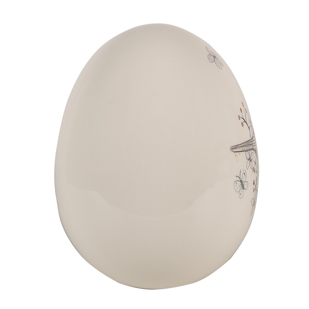 Dekorace keramické vajíčko s ptáčkem - Ø 13*16 cm