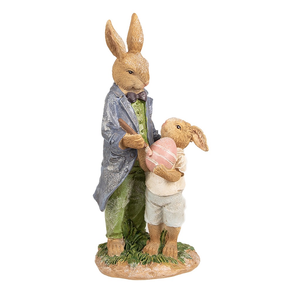 Dekorace králičí taťka s králíčkem a vajíčkem - 9*9*21 cm Clayre & Eef