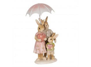 Dekorace rodinka králíci pod deštníkem - 9*9*19 cm