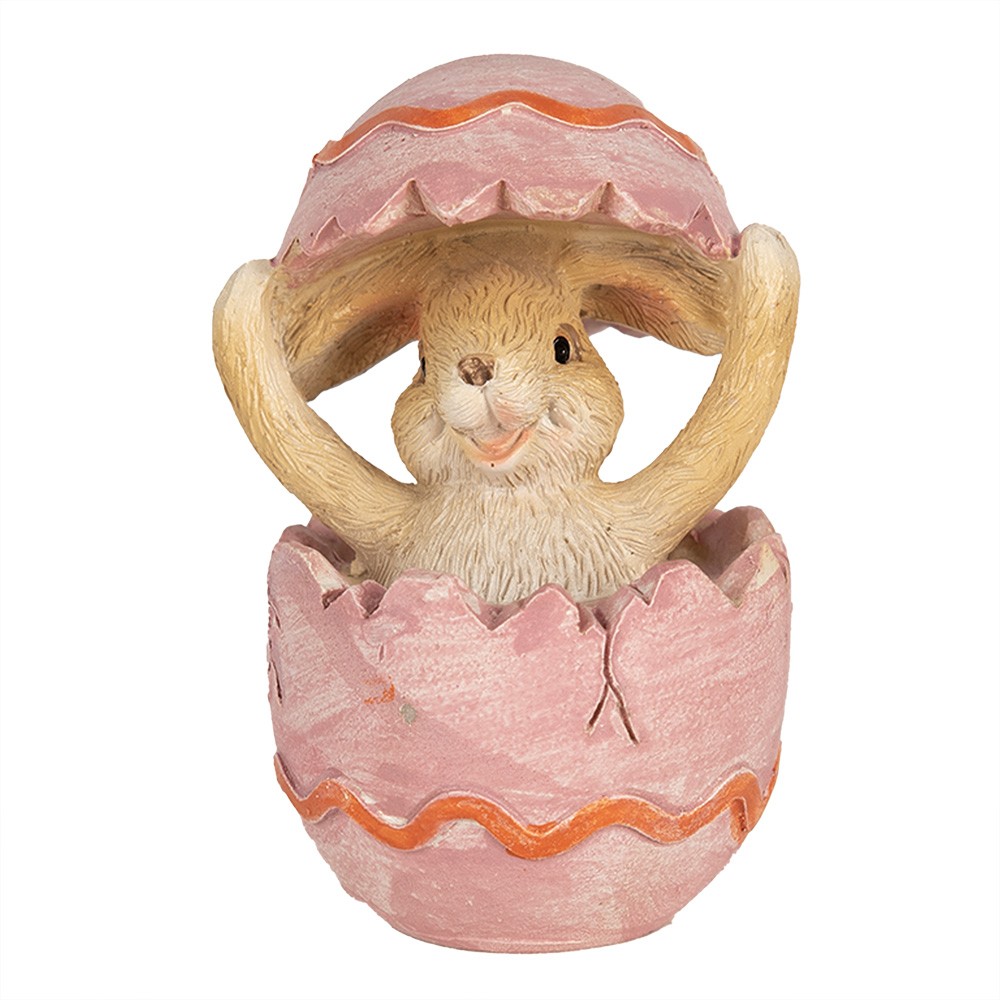 Dekorace králík v růžovém vejci - 6*6*8 cm Clayre & Eef
